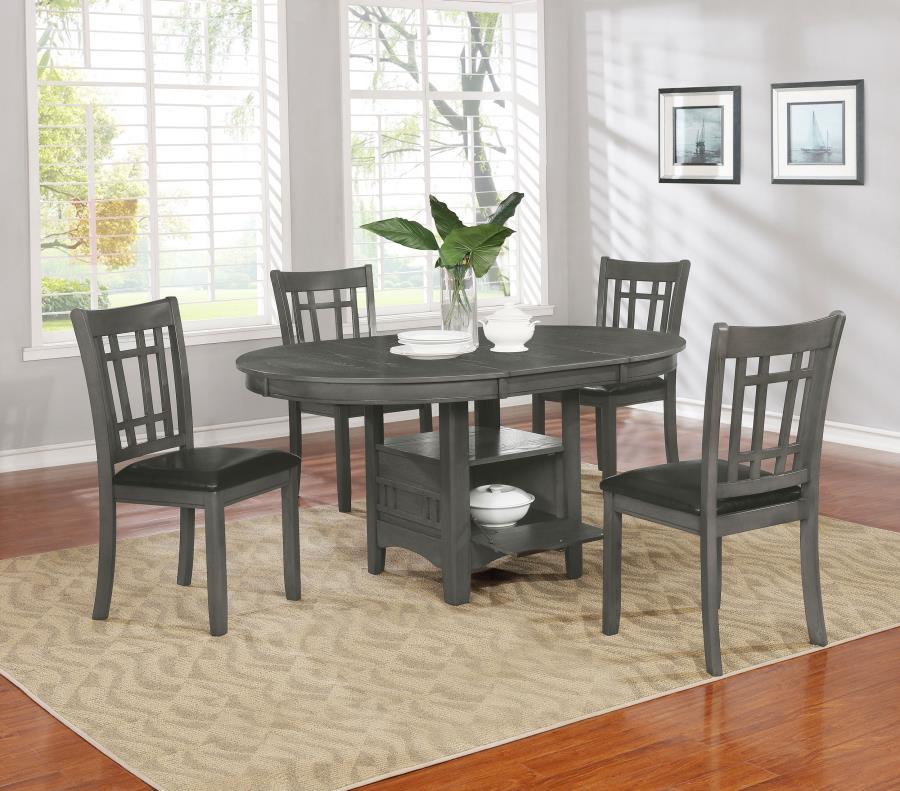 Lavon - 5-Piece Oval Extension Leaf Dining Set Dark Brown