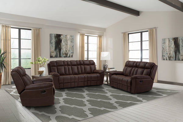 Goliath - Manual Reclining Sofa Loveseat And Recliner - Arizona Brown