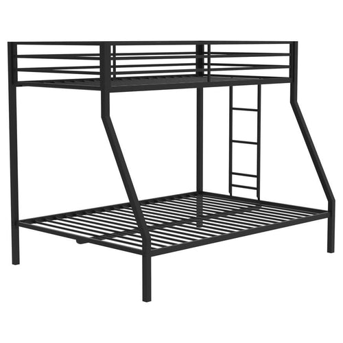 Alevera - Metal Bunk Bed With Ladder Black Twin over Full