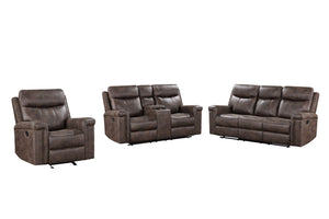 Quade - Reclining Sofa Set Dark Brown 3 Pc. Reclining Sofa, Loveseat, Recliner