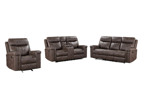 Quade - Reclining Sofa Set Dark Brown 3 Pc. Reclining Sofa, Loveseat, Recliner