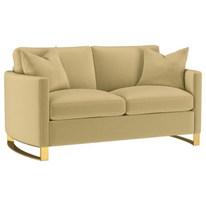 Corliss - Upholstered Arched Arm Loveseat Light Brown