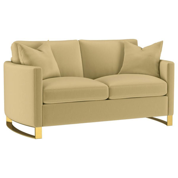 Corliss - Upholstered Arched Arm Loveseat Light Brown