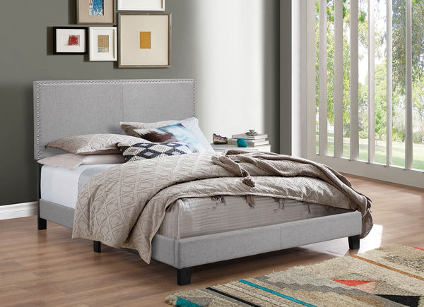 Erin - King Nailhead Bed - Gray