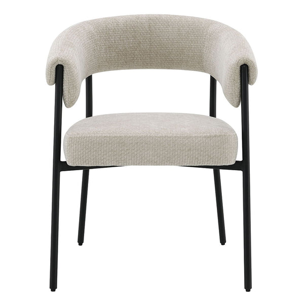 Jirina - Chenille Arm Chair (Set of 2) - Beige & Black