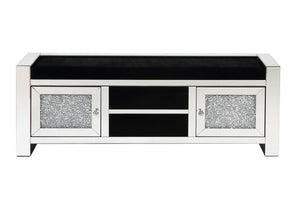 Noralie - 59" Bench With Storage - Mirrored & Faux Diamonds