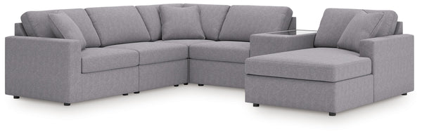 Modmax - Granite - Sectional Gray 6 Pc. Sectional With Raf Corner Chaise, Laf Corner Chair And Storage Console