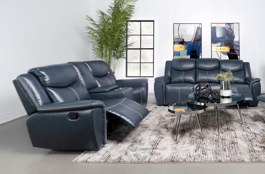 Sloane - Upholstered Reclining Sofa Set Blue 2 Pc. Sofa, Loveseat