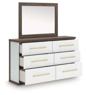 Kendanport - 4 Pc. - King Platform Bed, Dresser, Mirror And Nightstand - Brown / White