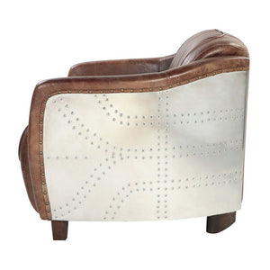 Brancaster - Loveseat - Retro Brown Top Grain Leather & Aluminum