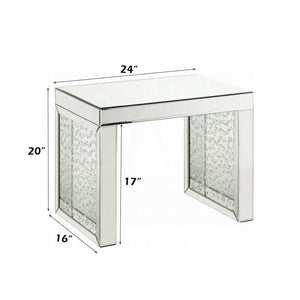 Nysa - 20" Accent Table - Mirrored & Faux Crystals Inlay