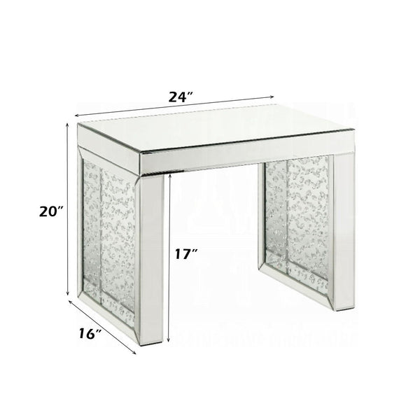 Nysa - 20" Accent Table - Mirrored & Faux Crystals Inlay