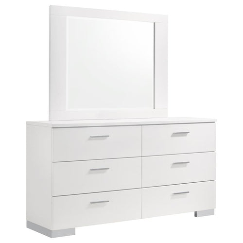 Felicity - 6-Drawer Dresser White Dresser & Mirror