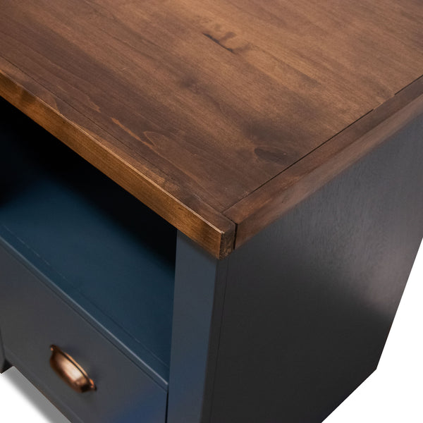 Nantucket - One Drawer File Cabinet - Blue Denim / Whiskey