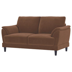 Selma - Velvet Upholstered Crescent Arm Loveseat - Rust