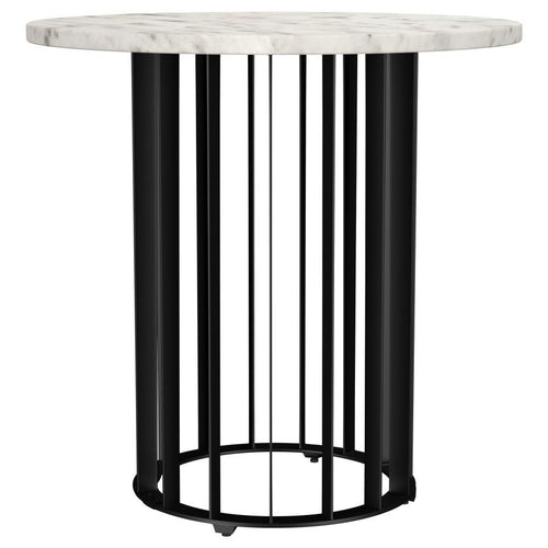 Haven - Round Genuine White Marble Top Table Black End Tables