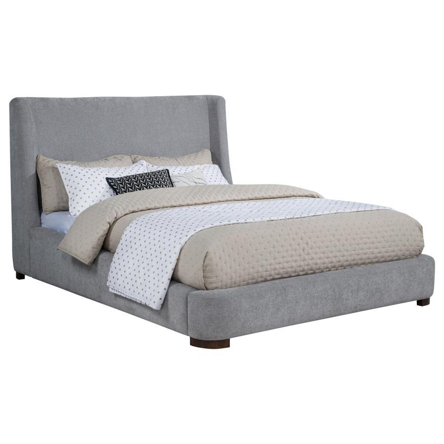 Rennes - Upholstered Wingback Platform Bed Gray