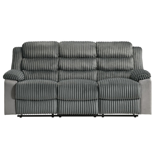 Lesley - Motion Sofa - Gray Corduroy & Velvet