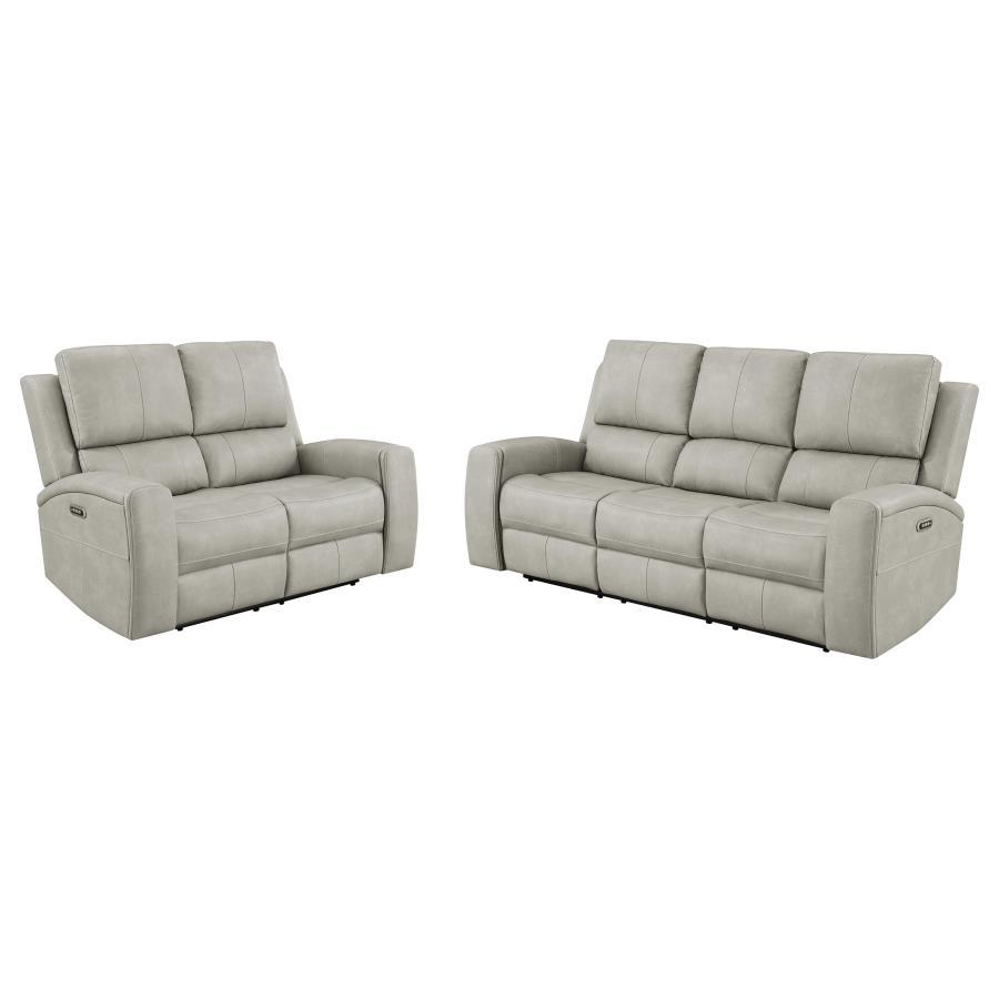 Brickston - Triple Power Reclining Sofa Set Dark Gray 2 Pc. Sofa, Loveseat