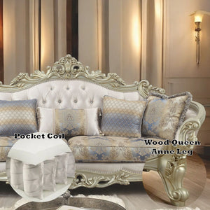 Gorsedd - Sofa With 5 Pillows - Fabric & Golden Ivory