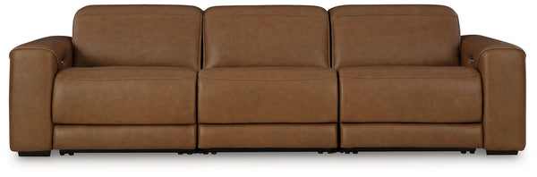 Magic Man - Reclining Sectional Light Brown 3 Pc. Power Reclining Sectional Sofa With Manual Headrest