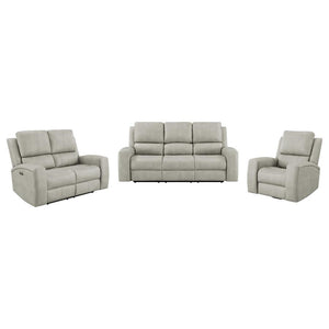 Brickston - Triple Power Reclining Sofa Set Gray 3 Pc. Sofa, Loveseat, Recliner