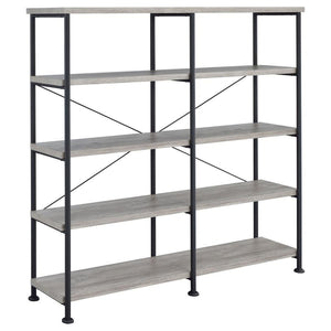 Analiese - 4-Shelf Double Bookshelf Dark Gray