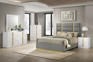 Ines - Bedroom Set Gray 5 Pc. Bed, Dresser, Mirror, Chest, Nightstand King