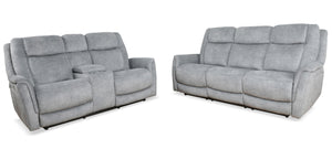 Linus - Power Reclining Sofa Loveseat And Recliner - Hudson Grey