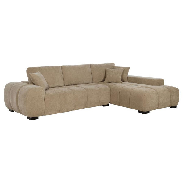 Octavia - Upholstered Sectional Chaise Sofa Light Brown