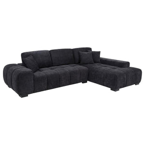 Octavia - Fabric Upholstered Sectional Chaise Sofa Black