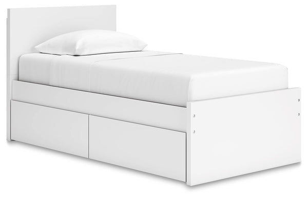 Onita - Panel Platform Bed White Twin 1 Side Storage