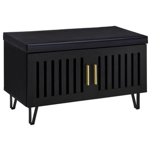 Brixton - 2-Door Padded Entryway Shoe Storage Bench Black