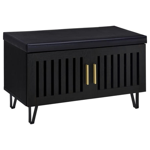 Brixton - 2-Door Padded Entryway Shoe Storage Bench Black