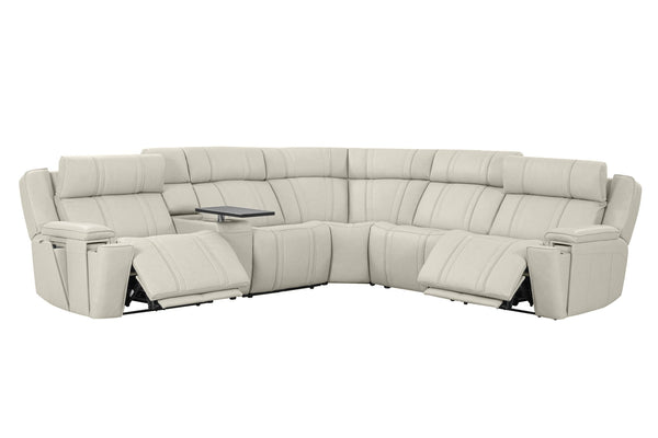 Sausalito - 6 Piece Modular Zero Gravity Power Reclining Sectional With Power Adjustable Headrests - Platinum Envy