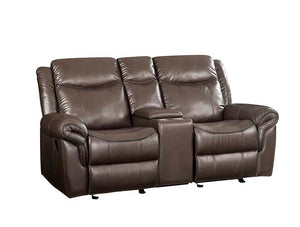 Lydia - Motion Loveseat With USB & Console - Brown Leather Aire