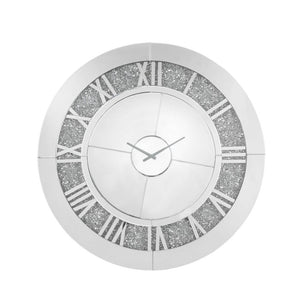 Noralie - 39" Wall Clock - Mirrored & Faux Diamonds