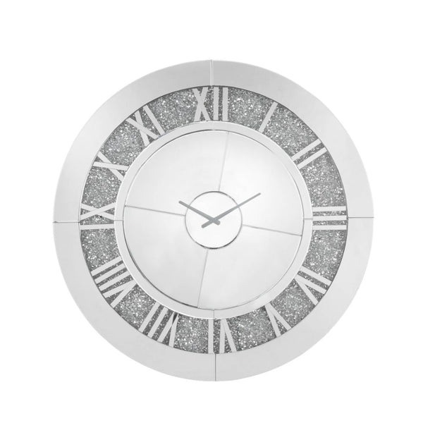 Noralie - 39" Wall Clock - Mirrored & Faux Diamonds