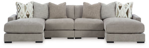 Aslan Court - Sectional Gray 4 Pc. Sofa Pit Sectional