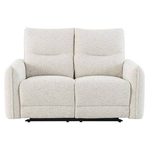 Lalisa - Power Motion Loveseat With USB Port - Cream Chenille