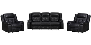 Clayton - Sofa Set Black 3 Pc. Sofa, 2 Recliners