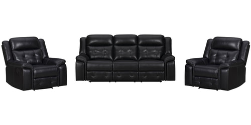 Clayton - Sofa Set Black 3 Pc. Sofa, 2 Recliners
