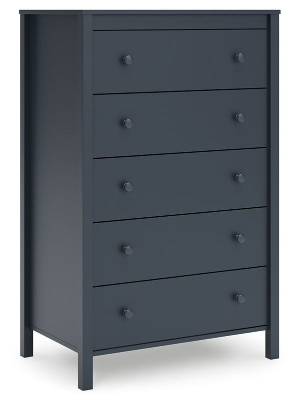 Simmenfort - Navy Blue - Five Drawer Chest