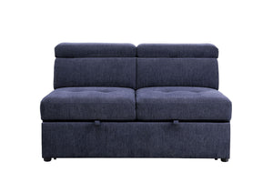 Nekoda - Sectional Sofa With Storage & Ottoman - Navy Blue Fabric