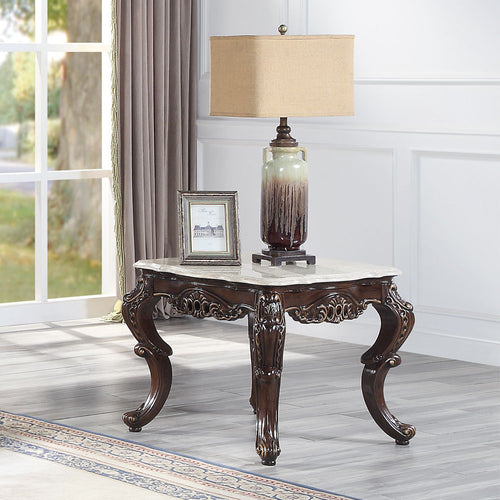 Benbek - Table Marble & Antique Oak End Tables