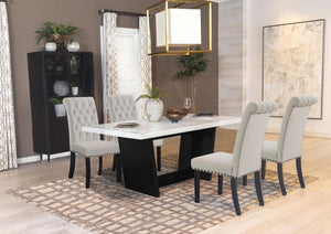 Sherry - Rectangular Marble Top Dining Table Set Gray 5 Pc. Table, 4 Chairs