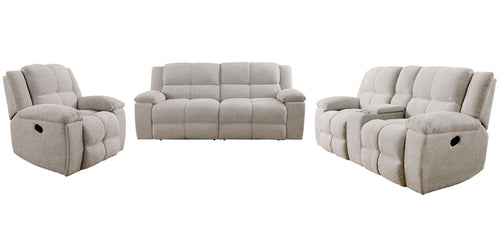Buster - Manual Glider Reclining Sofa Set Beige 3 Pc. Sofa, Loveseat, Recliner