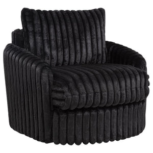 Sarco - Corduroy Upholstered Swivel Accent Arm Chair Black