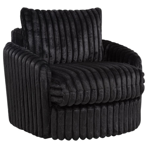 Sarco - Corduroy Upholstered Swivel Accent Arm Chair Black