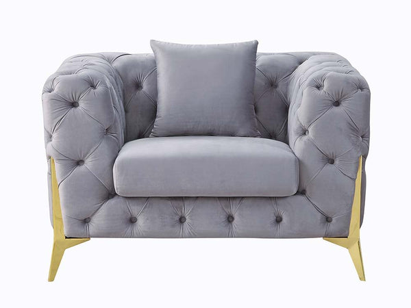 Jelanea - Chair - Gray Velvet & Gold Finish